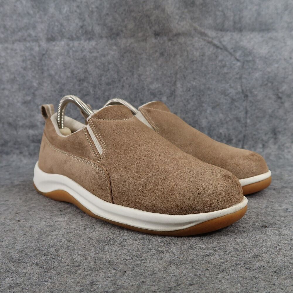 Lands End Shoes Womens 8 Slip On Casual Sneaker Suede Leather Brown Comfort Walk